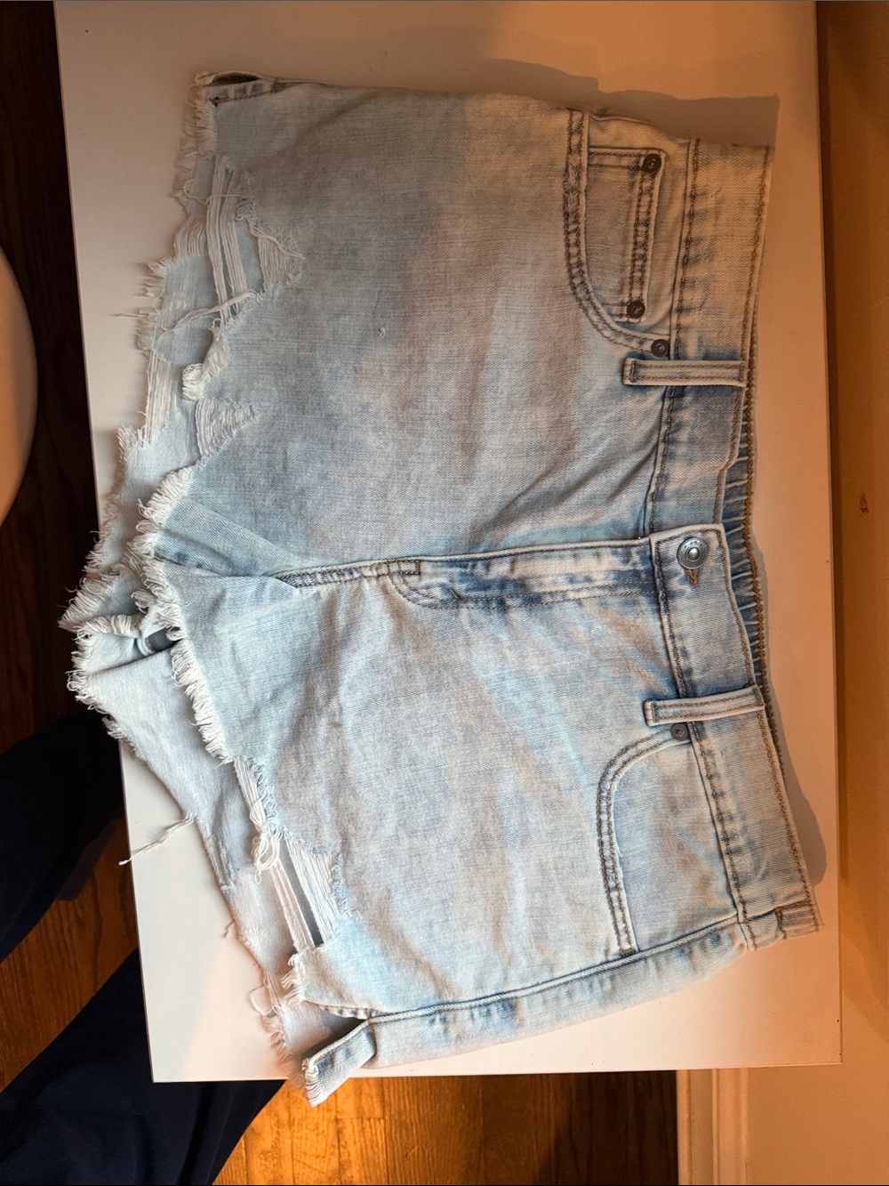 aerie Light Blue Denim Shorts with Elastic Waist